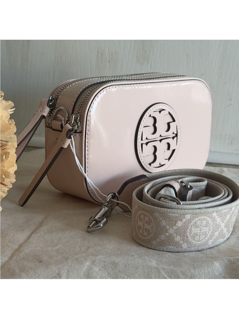 New Tory Burch MILLER SPAZZOLATO MINI CROSSBODY BAG Sift Pink